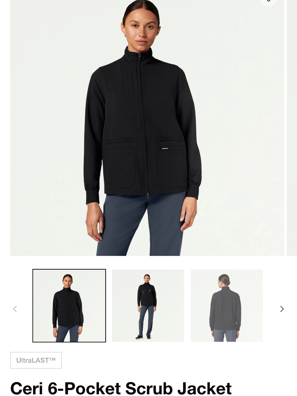 Ceri 6-Pocket Scrub Jacket - Black-by Jaannu